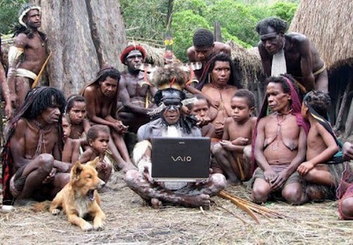 Funny-wild-peoples-using-Latest-Model-of-Laptop.Just-Look-at-their-Boss