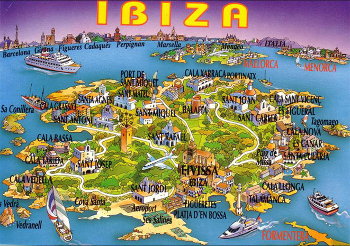 Mapa de Ibiza na Espanha