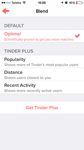 Tinder-blend-settings